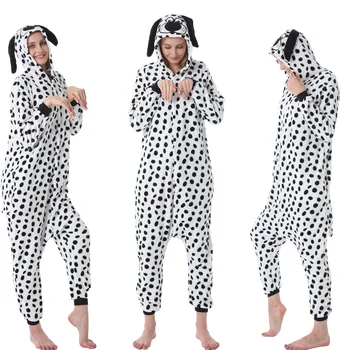 

Flannel Full Spotted Dog Hooded Pajamas Unisex Animals Sleepwear Onesie Pajamas Kigurum Polyester Regular Plus Size Winter