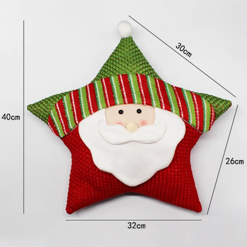 Christmas Cushion Five-pointed Star Shape Cartoon Santa Claus Pattern Cushion For Christmas Decoration