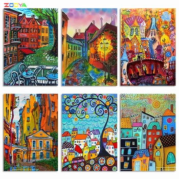 

zooya full diamond embroidery kit diy diamond painting 5d full diamond mosaic sale Abstract street picture of rhineston 2wk016