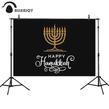 

Allenjoy Black Photophone Happy Hanukkah Candle Festival Party Wall Supplies Israel Ceremony Event Activity Backdrop Photocall