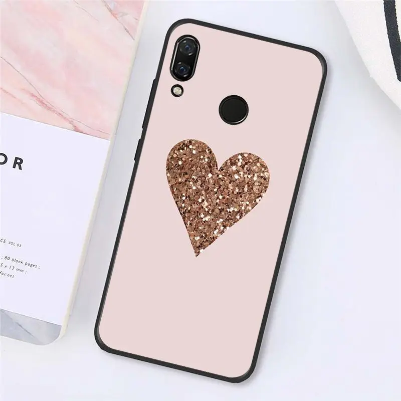 Love Heart Gold Rose Marble Stripes