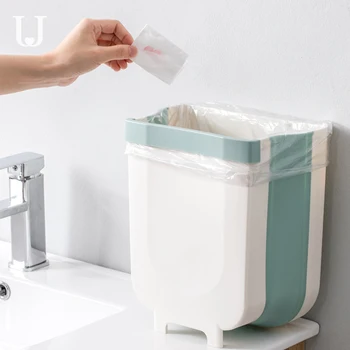 

JJ 8.8L Kitchen Foldable Trash Can Wall hanging Design Waste Bin Kitchen Cabinet Door Hanging Trash Bin Garbage Car Trash
