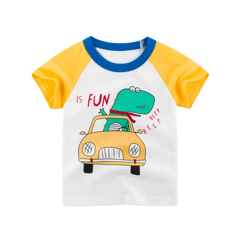 VIDMID/футболка для мальчиков футболка с короткими рукавами и изображением машинок повседневные спортивные майки для маленьких мальчиков детские летние топы с динозавром, одежда 4037 05 - Цвет: as photo
