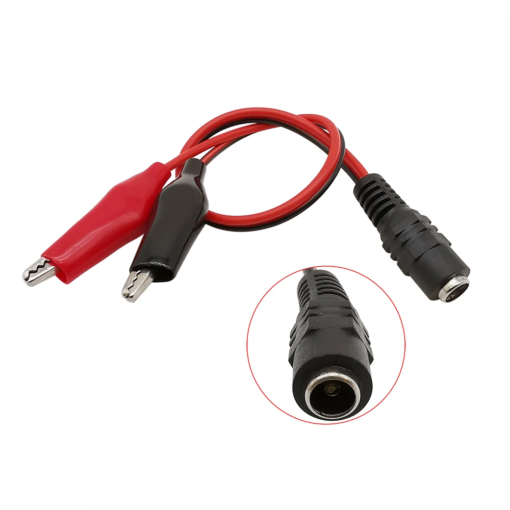 2x Alligator Clips to DC 5.5X2.1mm Male Female Power Plug Connector Adapter Crocodile Wire Cables Clip Test Leads alligator clip adapter alligator clips test clip test leads