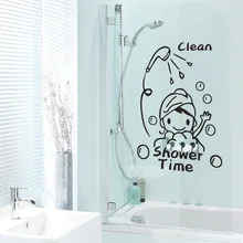 YY042 мультфильм Маленькая девочка Ванна креативные наклейки на стену ванная комната стекло для душевой украшения наклейки на стену производители оптом