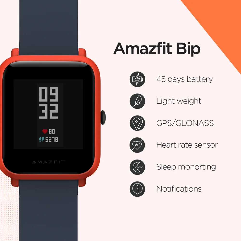 Русский Смарт-часы Amazfit Bip Bluetooth gps спортивный монитор сердечного ритма IP68 вызов Re mi nder mi Fit приложение для Xiao mi мобильного телефона 7 IOS