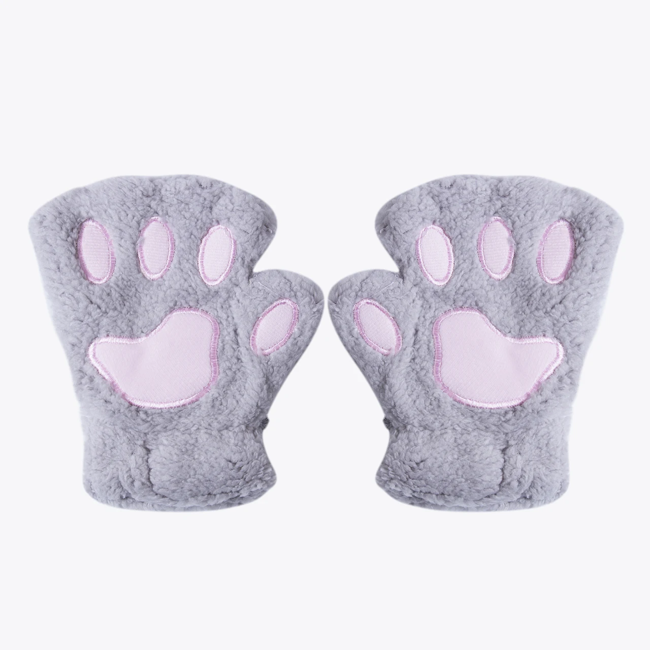 Зимние Для женщин и девочек Милая кошачья лапа плюшевые варежки короткие перчатки без пальцев для активного отдыха на открытом воздухе, Утепленная одежда