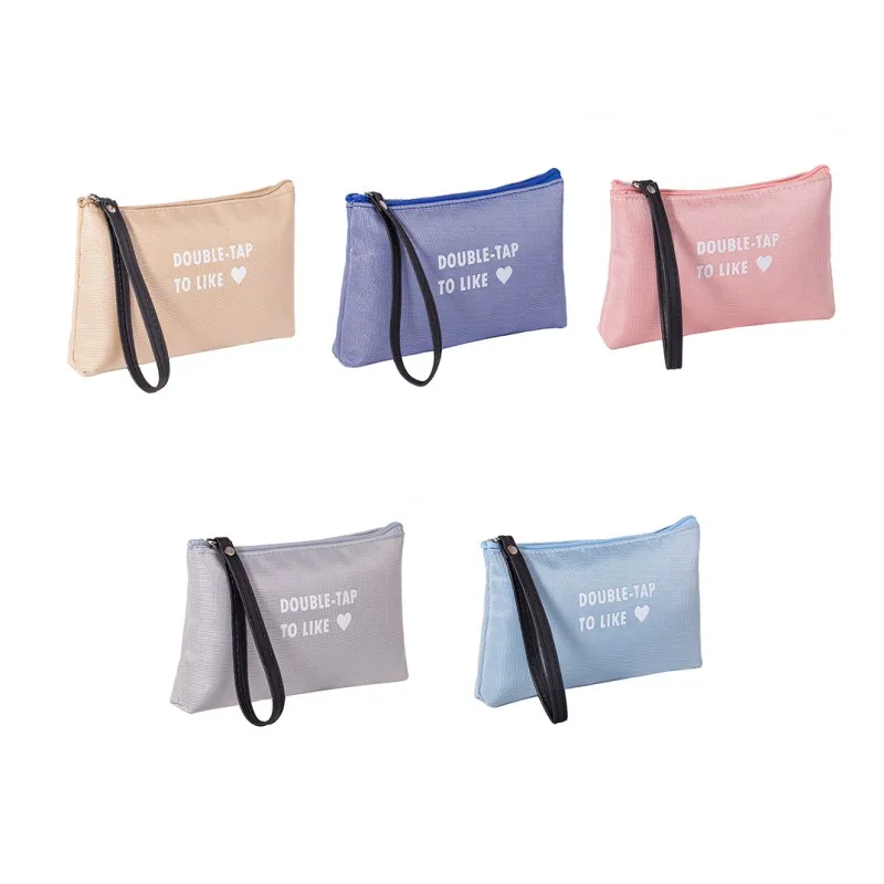Women Fashion Letters Pattern Makeup Bag Creative Cute Storage Cosmetic Waterproof Pocket Handbag