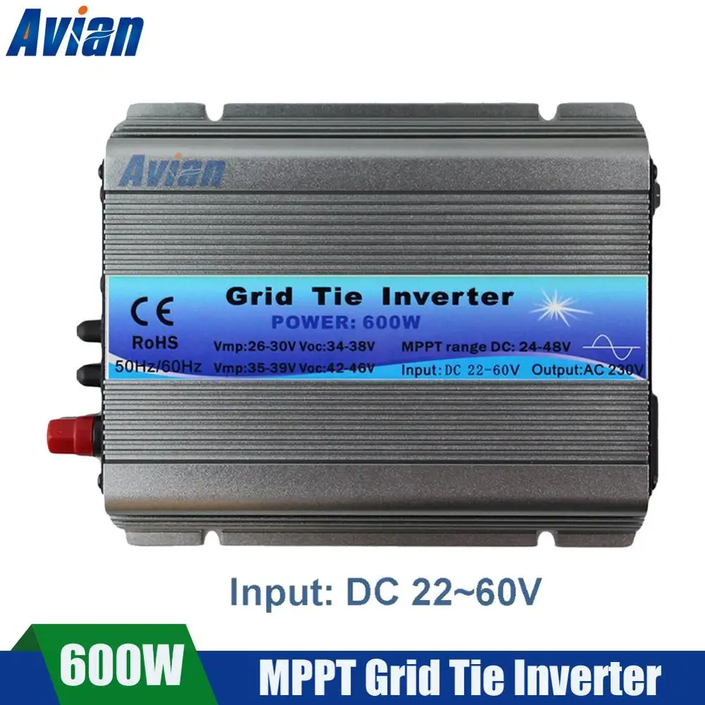 600W MPPT Solar Inverter Grid Tie 30V 36V Panel 60 72 Cells 110V or 220V Output 22~60VDC Input LED Indicator Display | Обустройство