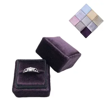 

Square Velvet Ring Box Single Ring Display Holder with Detachable Lid Ring Box Holder for Wedding Ceremony(Dark Pink)