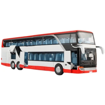 

IG-1:32 High Simulation Double Sightseeing Bus Model Toy Children Birthday Gifts Cars Alloy Flashing Sound Vehicle Toys for Kids