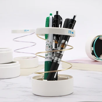 

Creative Metal Hollow Spring Pen Holder for Student Pencil Pot Holder Storage Container Office School Desk Organizer Stationery