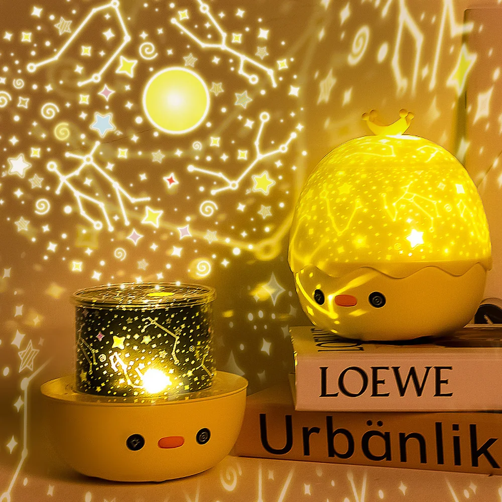 

Bluetooth Speaker Night Light Crown Duck Colorful Starry Sky Projector Desk Lamps Christmas Gift Holiday Lights Led Sleep Lamps