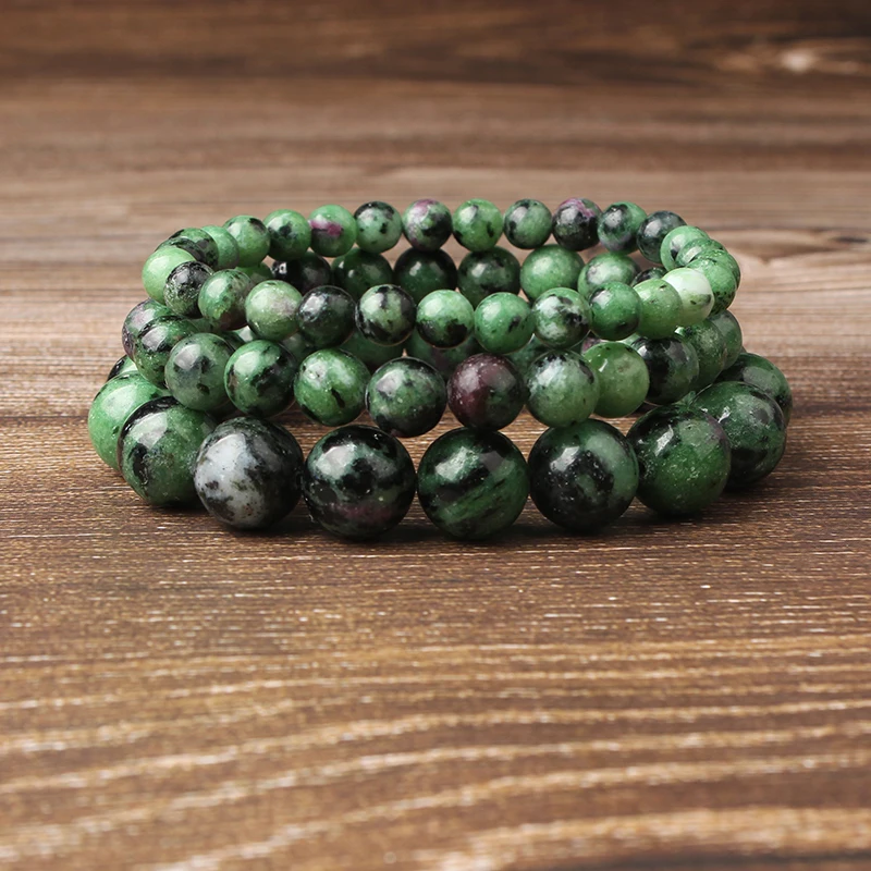 

LanLi 8mm fashion Natural Jewelry Green epidote stones beads bracelet be fit for Glamour rmen and women amulet