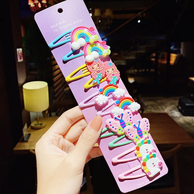 10PCS/Set New Girls Cute Cartoon Ice Cream Unicorn Hair Clips Kids Lovely Hairpins Headband Barrettes Fashion Hair Accessories 12