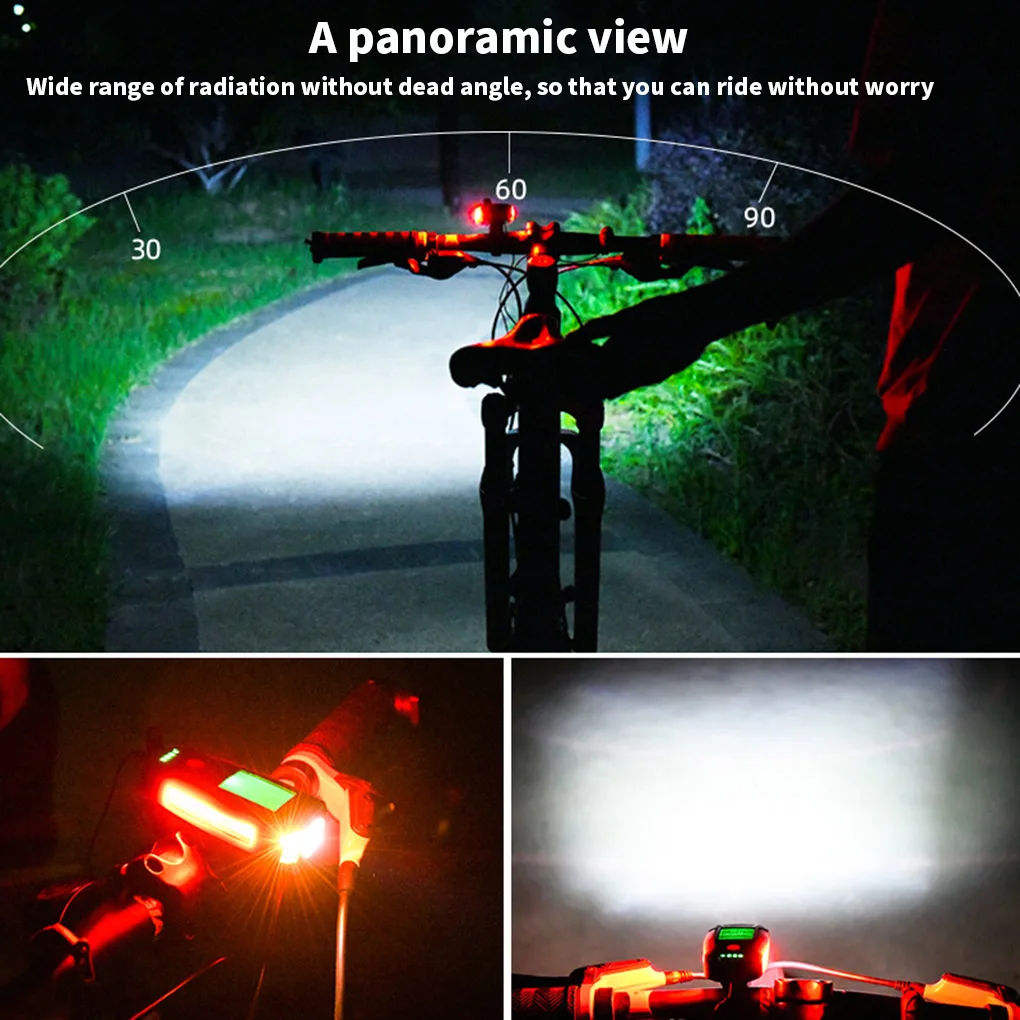 3 in 1 USB Bike Front Light 5 LED Bicycle Computer Horn Bicycle Flashlight IPX4 Waterproof Odometer Computer Speedometer