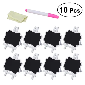 

8pcs Removable Mini Chalkboards with Support Message Board Signs Table Place Card Signs Wipeable Water Pen Cleaning Cloth for Ho