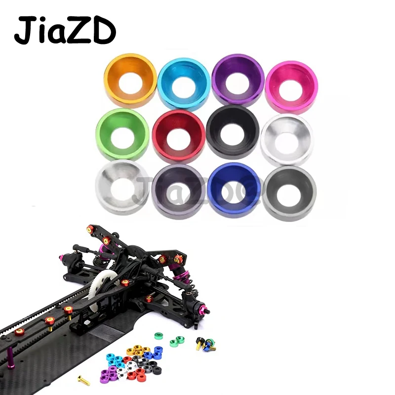 

25pcs M3 Aluminum Washer Nut Alloy Flat Cone Cup Head Screw Gasket For 1/10 RC Car FPV Drone Quadcopter Parts Y09