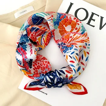 

100% Pure Zijden Sjaal Vrouwen Haarband Foulard Vierkante Kleine Hoofdband Mode Print Halsdoek Sjaals Bandana