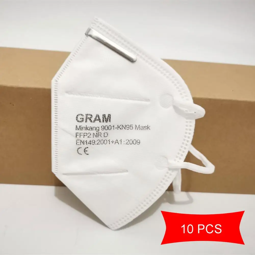 

10Pcs KN95 Face Mask Anti Dust Bacterial N95 Mask PM2.5 Dustproof Protective 95% Filtration KN95 Mouth Cover Features as FFP2