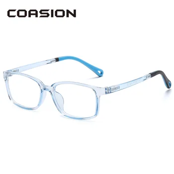 

COASION Blue Light Blocking Glasses Kids Children TR90 Square Flexible Frame Computer Glasses for Boys & Girls Age 5-15 CA1727