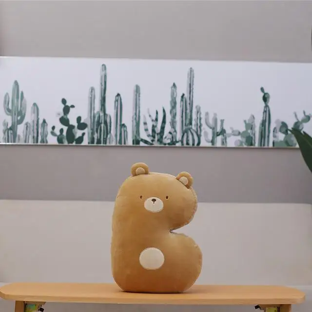 42cm Funny Letter Shape Bear&Elephant&Pig&Crocodile Plush Toy Soft Cartoon Animal Cat&Camel&Crab&Cattle Stuffed Doll Nap Pillows - Цвет: 6