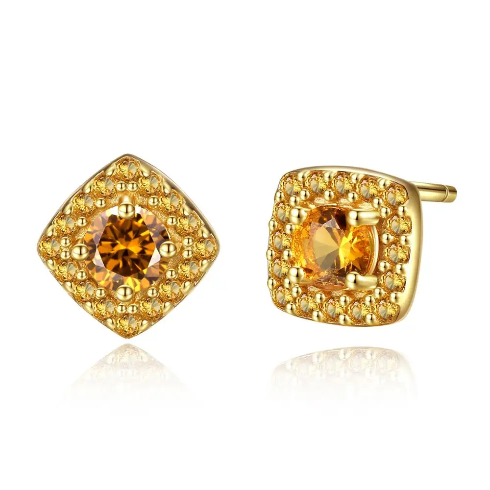 

Fenchen 925 Sterling Silver Citrine Stud Earrings for Women Yellow Crystal Women Earring Fine Jewelry Orecchini Femme Gift AE197