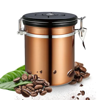 

Stainless Steel Airtight Canister Coffee Bean Canister Food Storage Container 1.5/1.8L with Vent for Coffee Tea Sugar Flour