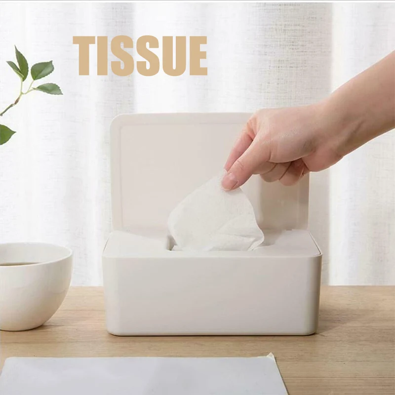 

Wet Wipes Dispenser Holder Tissue Storage Box Case with Lid Dustproof for Home Office PUO88