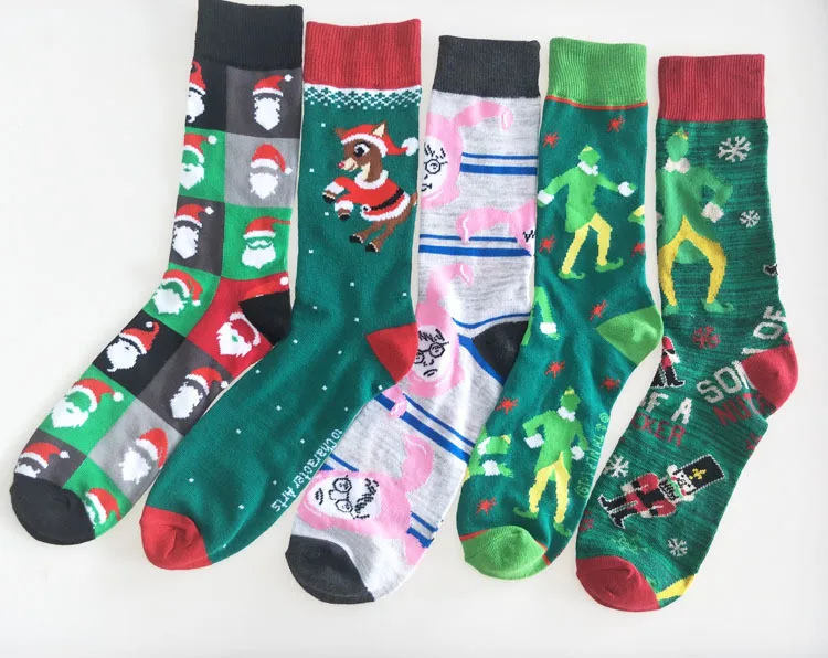 Женские носки из японского хлопка, цветные, снеговик, милые, забавные, счастье кавай, Череп, инопланетянин, авокадо, носки для девочек, Рождественский подарок#3