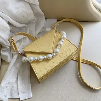 

Stone Pattern Pearl Design Mini PU Leather Crossbody Bags For Women 2020 Elegant Shoulder Handbags Female Cross Body Bag