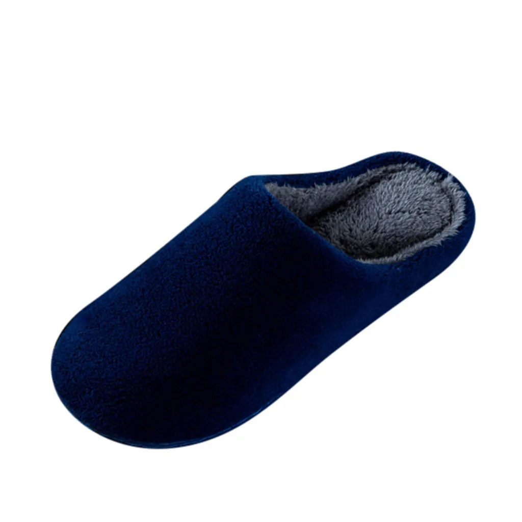 Eillysevens/женские и мужские зимние домашние тапочки; нескользящая теплая Домашняя обувь для спальни; мужские зимние тапочки; домашние тапочки;# g30 - Цвет: Синий