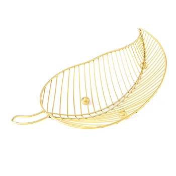 

Nordic Style Fruit Plate Personality Creative Snack Plate Leaves Shape Exquisite Home Living Decoration Craft Iron Basket
