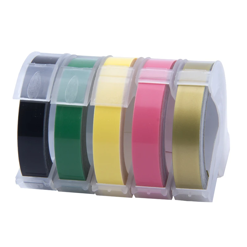 UniPlus, 5 шт., цветные ленты, совместимые с Dymo, 3D лента для этикеток, 9 мм, для тиснения этикеток, производитель для Motex Dymo, 1610, 1880, принтер для этикеток