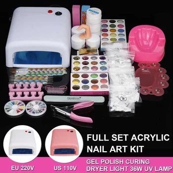 

NEW 36W UV Lamp For Nails UV Gel Manicure Kit Acrylic Nail Art Mold Display Glittery Dust File False Tips Manicure Decor