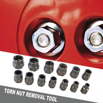 

Multifunction Practical Damaged Screw Extractor Drill Bit 13Pcs Bolt Stud Stripped Screw Remover Hand Tool with Box