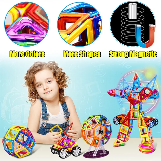 40PCS Big Size Magnetic Designer Magnet Building Blocks Accessories Educational constructor Toys For Children 2