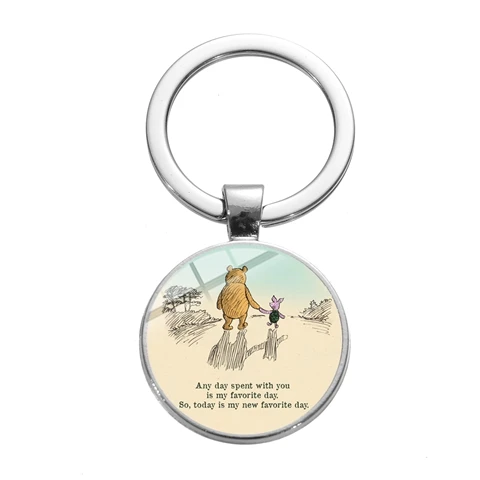Style 20 SIAN friendly Bear и Piglet симпатичный брелок мы будем друзьями до тех пор, пока навсегда Прекрасный Медведь Свинья фото стеклянный брелок для ключей детские ювелирные изделия - Цвет: Style 20