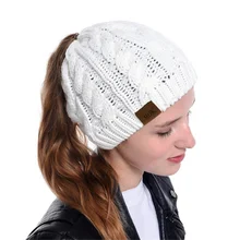 Шапки-бини «конский хвост», зимние шапки для женщин, вязаная теплая шапка, Шапка-бини, осенняя Мягкая вязаная шапка, модные шерстяные шляпы «кроше»