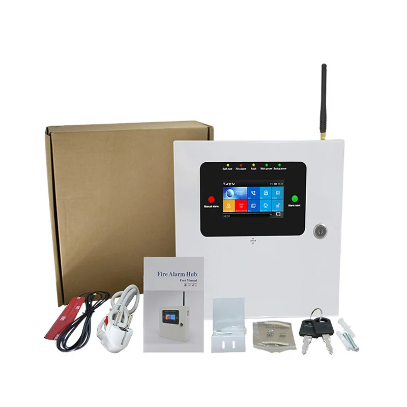 Fireproof-Touch-screen-WIFI-Alarm-system-Home-security-2G-GSM-8-wired-zones-433mhz-Fire-smoke