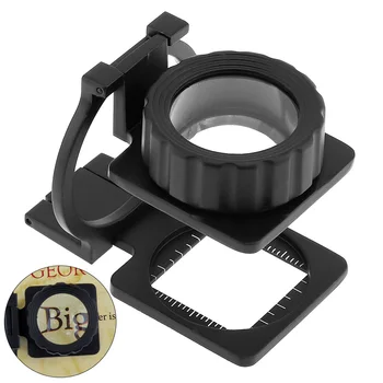 

28mm 20X Portable Mini Tri-Folding Scale Zinc Alloy Detection Desktop Glass Magnifier for Repairing Inspection