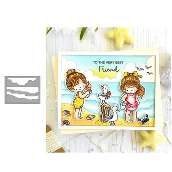 

Rectangle Ocean Scene Plate Knife Die Metal Cutting Dies for DIY Scrapbooking Embossing Paper Cards Making Crafts 2019 New