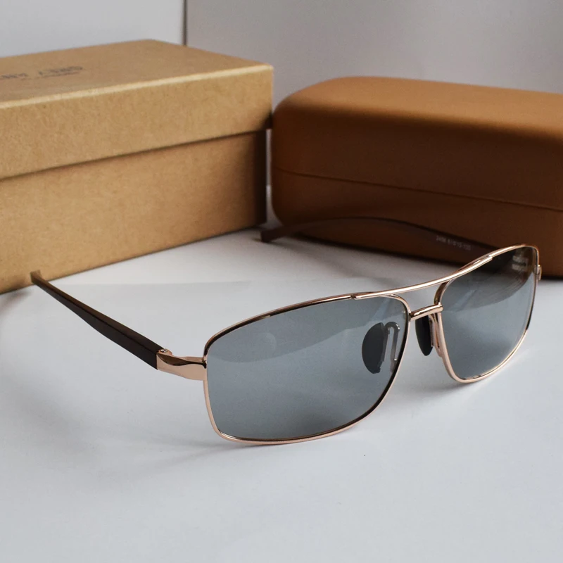 Zerosun Photochromic Polarized Men Rectangle Sun Glasses for Man Driving Chameleon Anti Reflection UV400 Polaroid transition