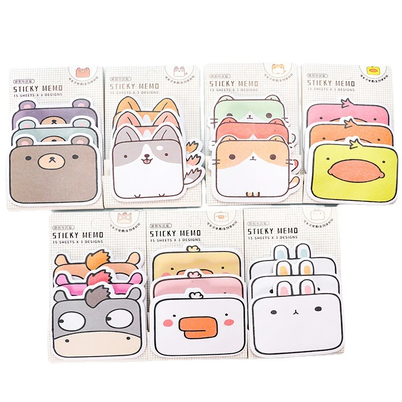 Korean Cartoon Sticky Notes Cute Creative Memo Pads Index Stickers  Stationery Plan Message Label Office Learn Simple Anime Tag|Memo Pads| -  AliExpress