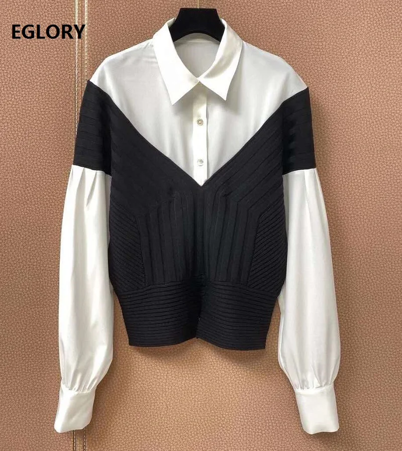 

New Arrival Sweaters 2020 Autumn Winter Casual Pullovers Women Turn-down Collar Cotton Knitted Patchwork Long Sleeve Wool Jumper