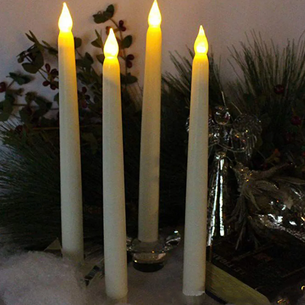 

Novelty Flameless Home Table Taper Electronic Flickering Led Battery Operated Wedding With Remote White Candle Light Decoration