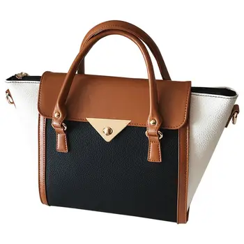 

Women Leather Handbags Female Fahsion Panelled Crossbody Bags For Women PU Leather Top-Hand Tote Bag