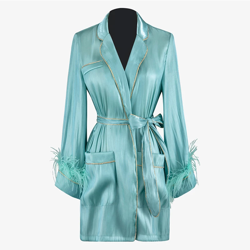 VGH/Женские куртки в стиле пэчворк с перьями; воротник с лацканами; длинный рукав; Высокая талия; шнуровка; бант; женские пальто; осень года; Мода - Цвет: green