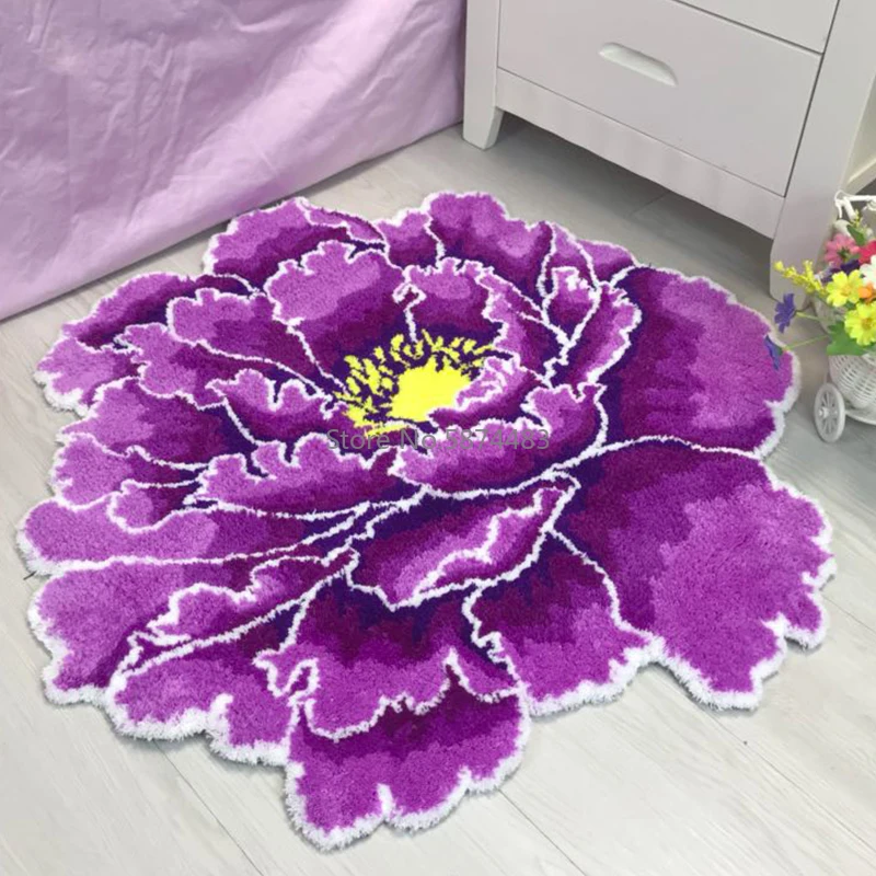 Pastoral Flower Soft Round Carpet For Home Living Room Bedroom Carpets Flocking Rose Mat Bedside Cloakroom | Дом и сад