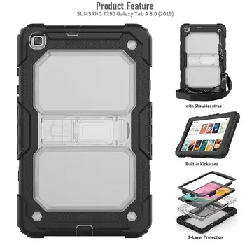

for Samsung Galaxy Tab a 8.0 case 2019 T290 T295 cases with built-in Kickstand and Removable Shoulder Strap Silicon cover